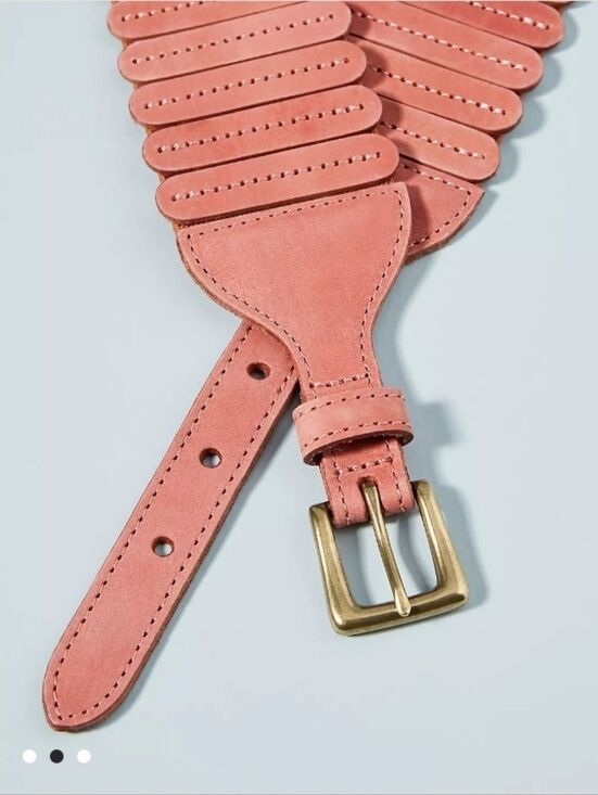 Anthropologie Tabitha Tabby Wide Stretch Belt Size Medium Leather Pink Boho main image 6